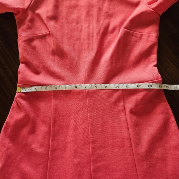 Ann Taylor Midi Flare Dress Salmon Knit Short Sleeve Round Neck Sz 4 PETITE NWT - Picture 9 of 15